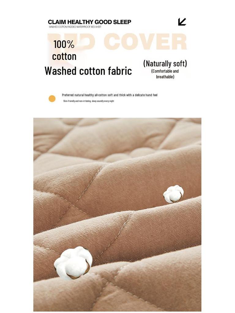 Class A Quilted Waterproof Cotton Mattress Protector - Breathable, Skin-friendly, Non-slip, Anti-stain, Urine-proof, Machine Washable.