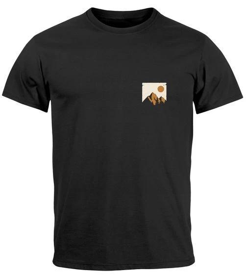 Mens T-Shirt Outdoor Adventure Print Shirt Chest Logo Nature Mountains Hiking XXXXL