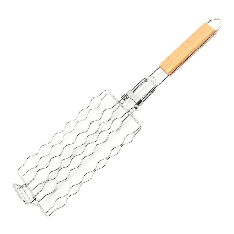 

Stainless Steel Sausage Grill Net For BBQ Hot Dog Rack Multi Purpose Foldable Portable Barbecue Tool