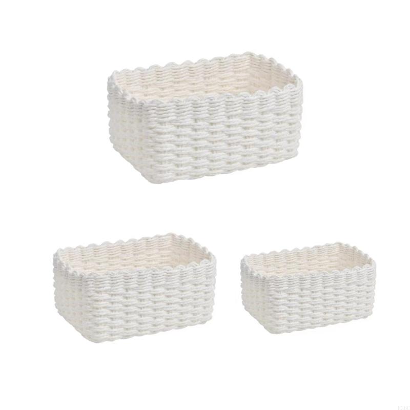 

3pcs Sturdy Woven Storage Boxes Portable Design Multifunctional Home Decors HX6C 3 белый