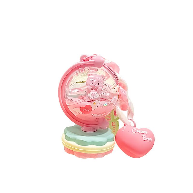 Pink And Adorable Orange Acrylic Cream Bear Globe Keychain Cute Cartoon Accessory