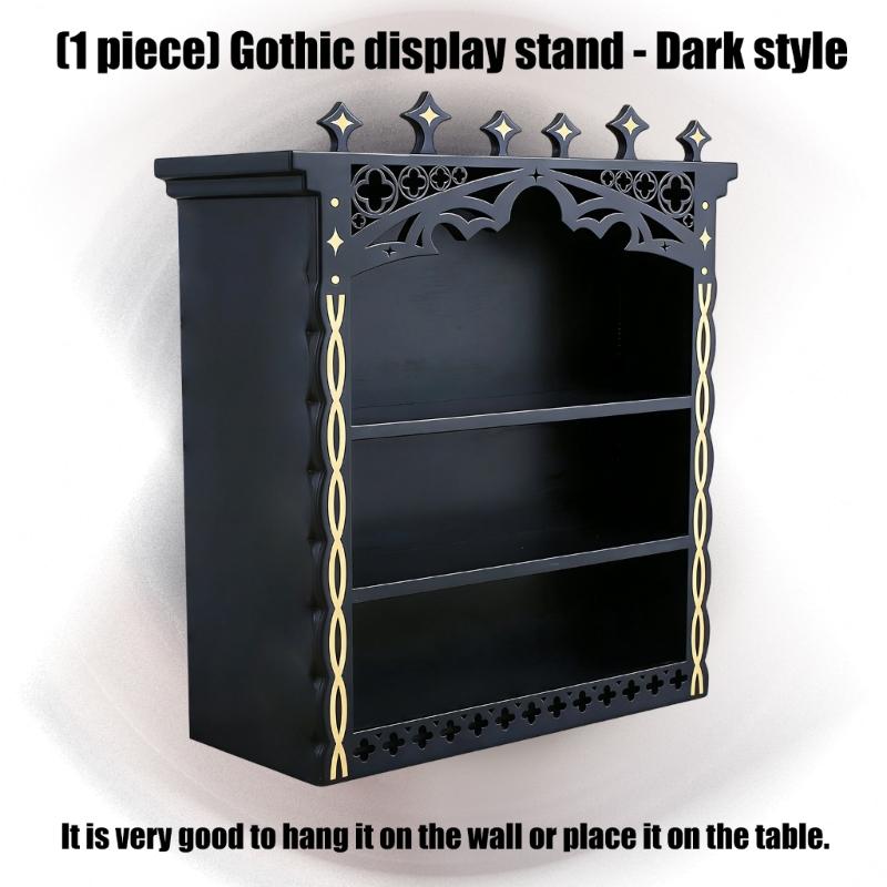 Large Gothic Crystal Display Shelf for Wall,Wooden Gem Stone Rock Storage Holders Trinkets Organizers,Spiritual Gift