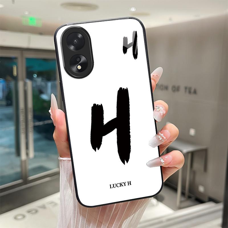 Phone Case For OPPO A18 A38 A58 A78 Back Covers Lucky Letter Protective Case For OPPOA18 OPPOA38 Tempered Glass Soft TPU Shell