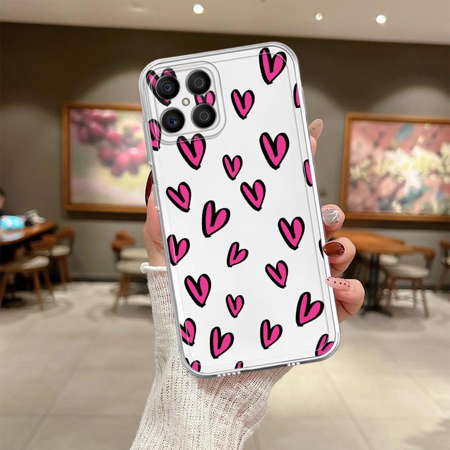 Colorful Cartoon Love Heart Case for Honor 90 Lite X9a X9b X8b X8 X7b X8a Soft Phone Cover