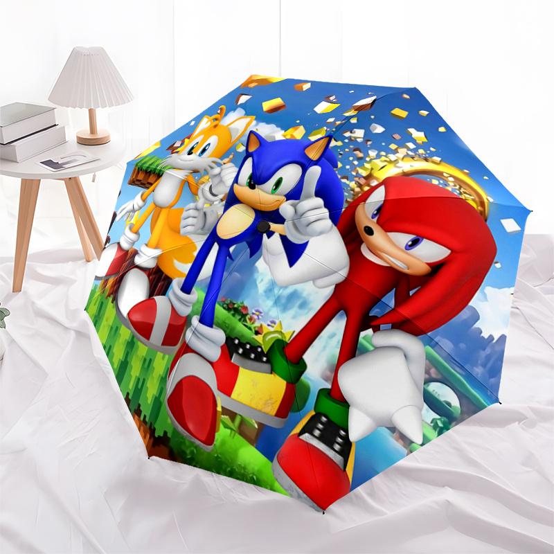 

1pc Sonic Tails and Knuckles The Ultimate Team Up Automatic Opening and Closing Umbrella - Suitable for Various Occasions, Outdoor Activities, Lightwe