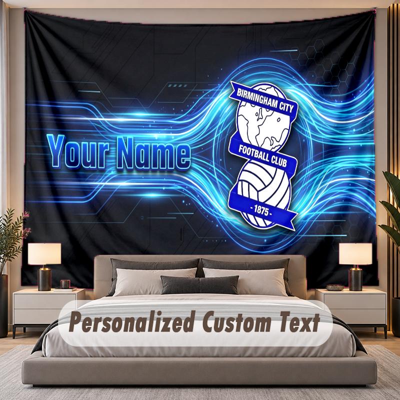Custom Name Text Tapestry BIRMINGHAM CITY Personalized Polyester Wall Tapestry For Bedroom And Room