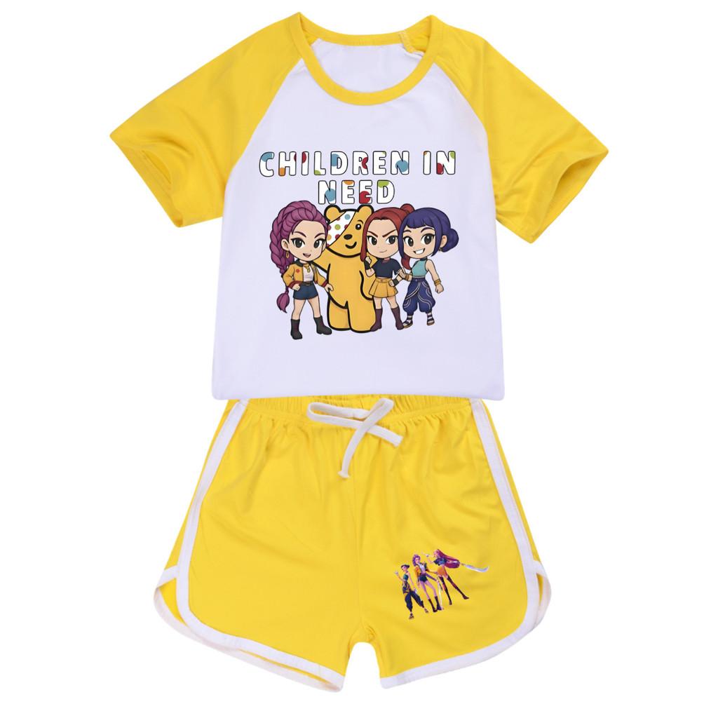 5103 Kids Girls POP Rumi Zoey Mira Print T-shirt Shorts Sport Tracksuit Clothes Set