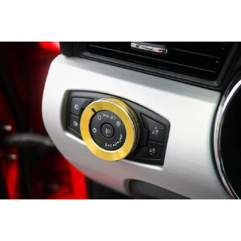 For Ford Mustang 2015- Golden Aluminum Function Control Button Button Trim