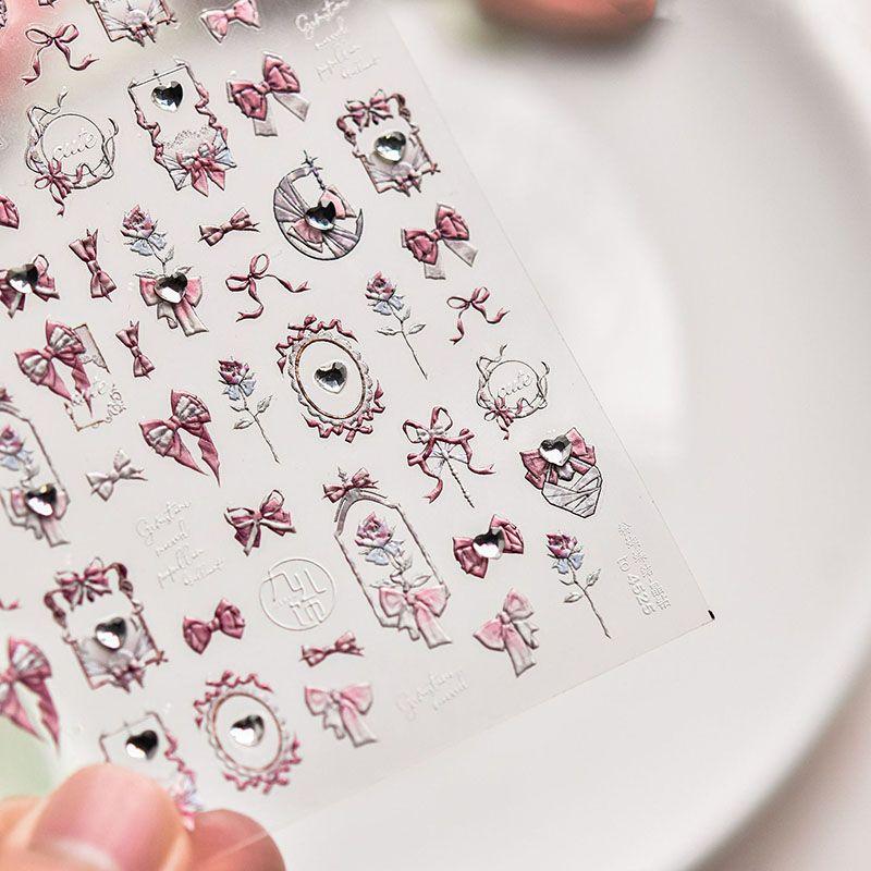 

Bright Crystal Bows Photo Frame Nail Sticker New Arrival 5D Relief 3D 3D Ins Internet Celebrity Nail Sticker Decorations Powder Bows 4525((Crystal Drill))