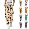 Women's Halloween Print Joggers with Drawstring Elastic Waistband and Cuffed Hem for Casual Everyday
