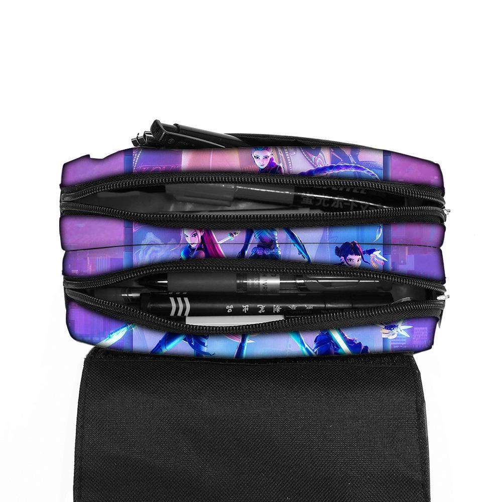 KPop DemonHunters Full Version Student Large Capacity Pencil Bag Demon Hunter Girls Group Pencil Bag Stationery Bag CLE