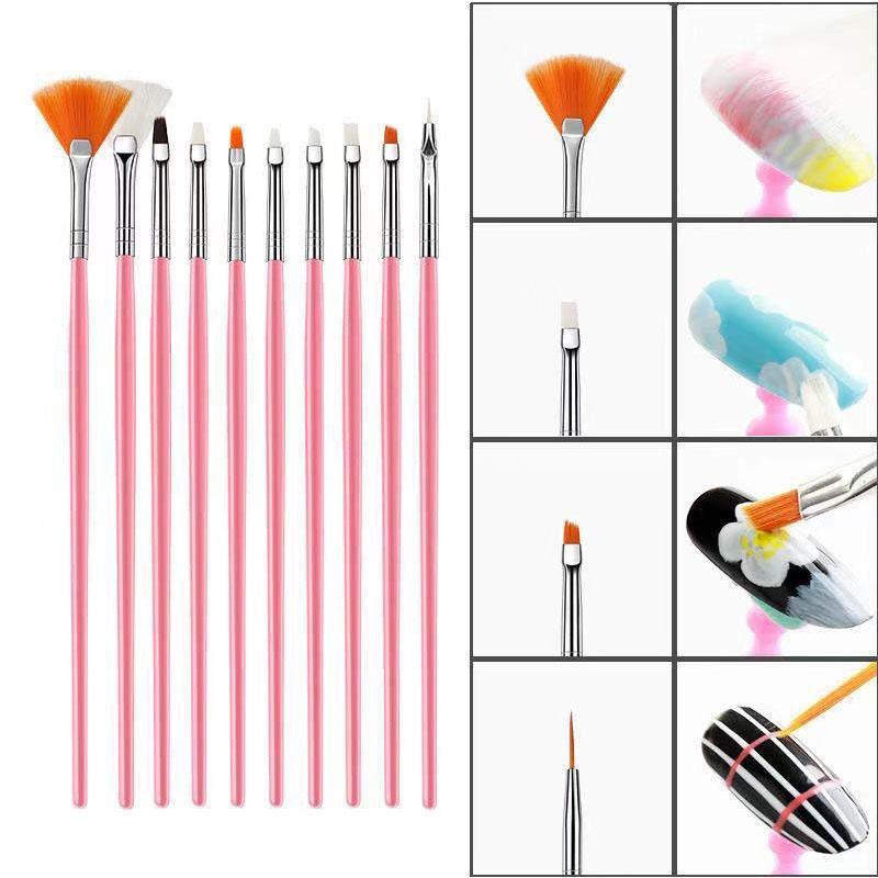 New 3/15PCS Nail Art Brushes Nail Gradient Brush Set French Builder Gel Brush Gel UV Polish Manicure Tools XJS09