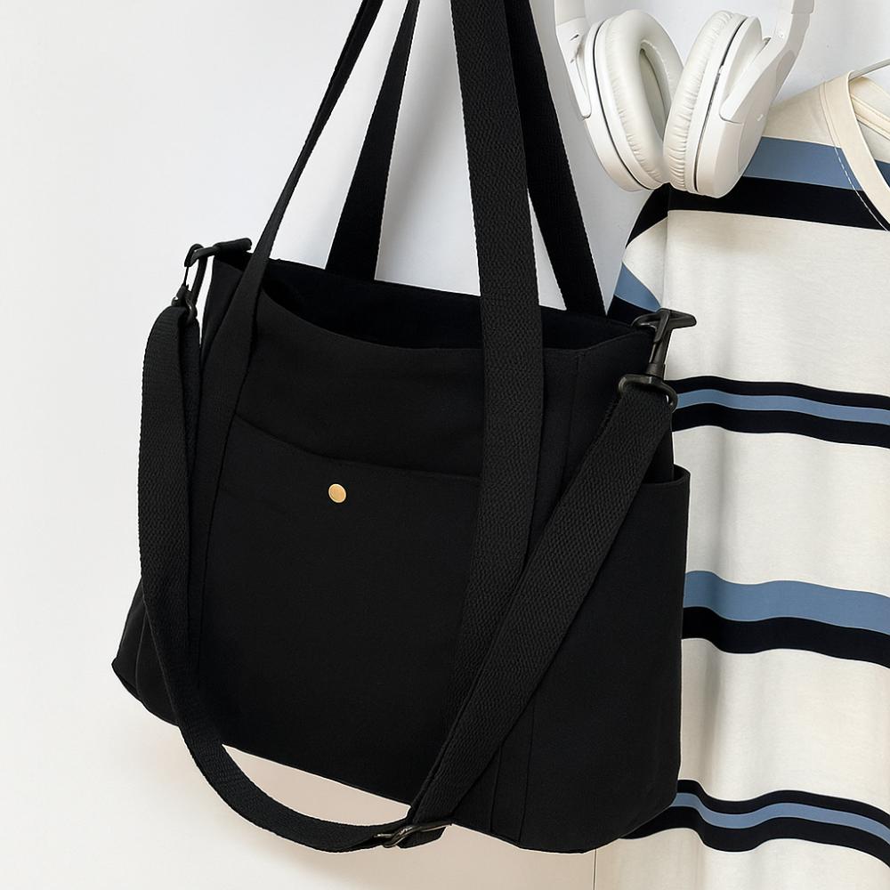 Large Capacity Multi Pocket Tote Bag Solid Color Nylon Crossbody Bag Canvas Tote Bag Commuting