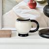 Hrnček na kávu 310 ml Minimalistický keramický hrnček na čaj Zosilnený retro čiernobiely hrnček na kávu s ergonomickou rukoväťou Pohár na džús, mlieko, vodu pre domácu kanceláriu