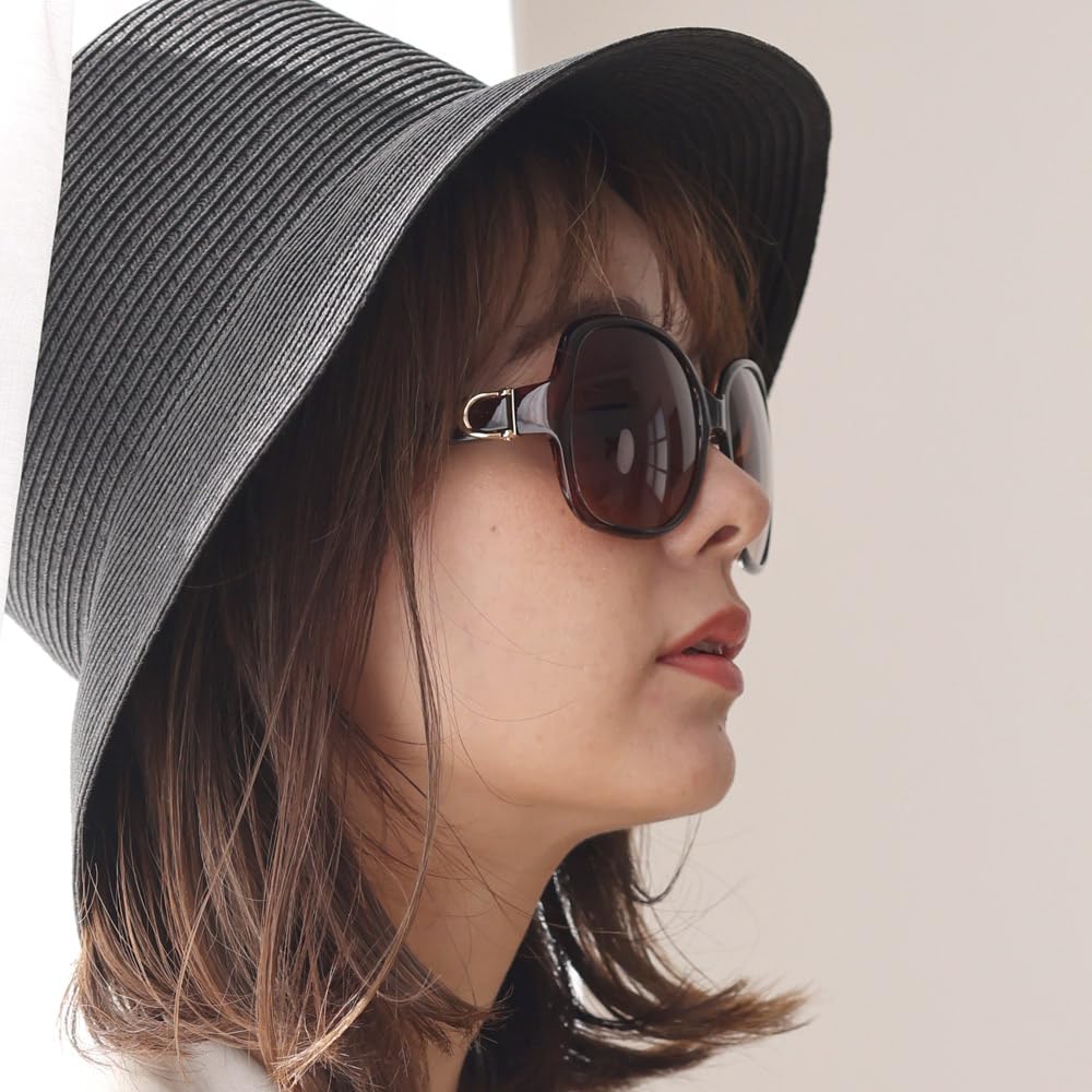 Brown x Brown Half Sunglasses for Fashionable Sunglasses with Large Cool and Elegant Jeweled UV Slimming Comfortable for Driving and [FashionBerry] 2.