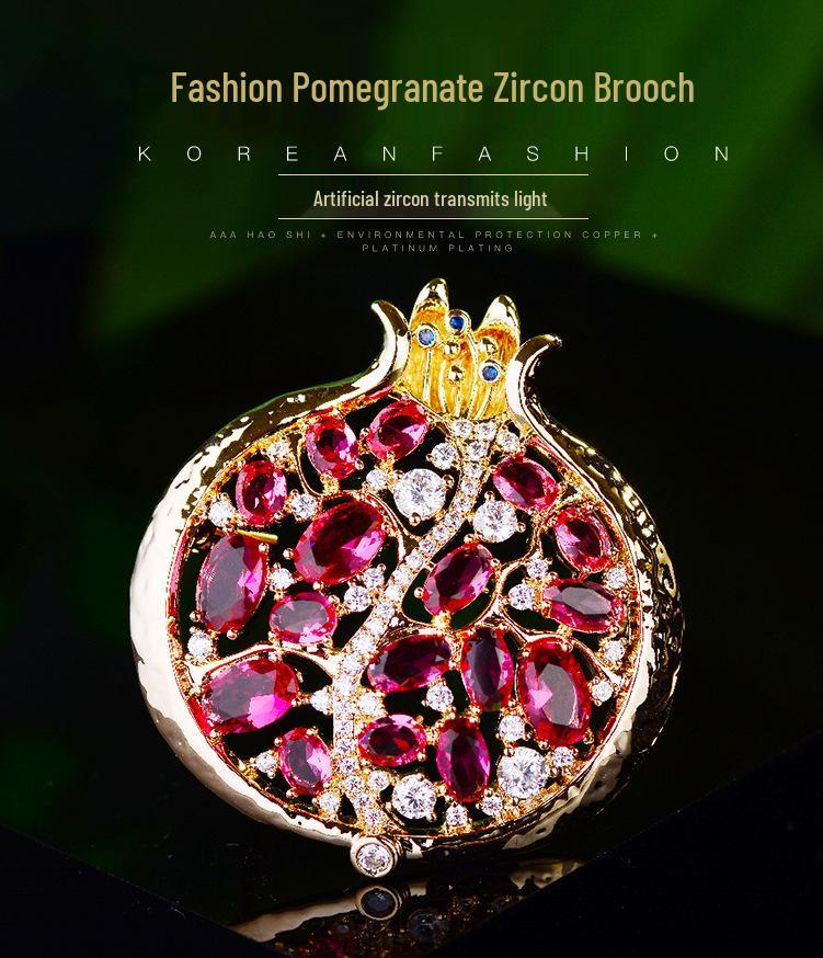Elegant Pomegranate Brooch: Symbol of Blessings for Qipao and Suit Accessories