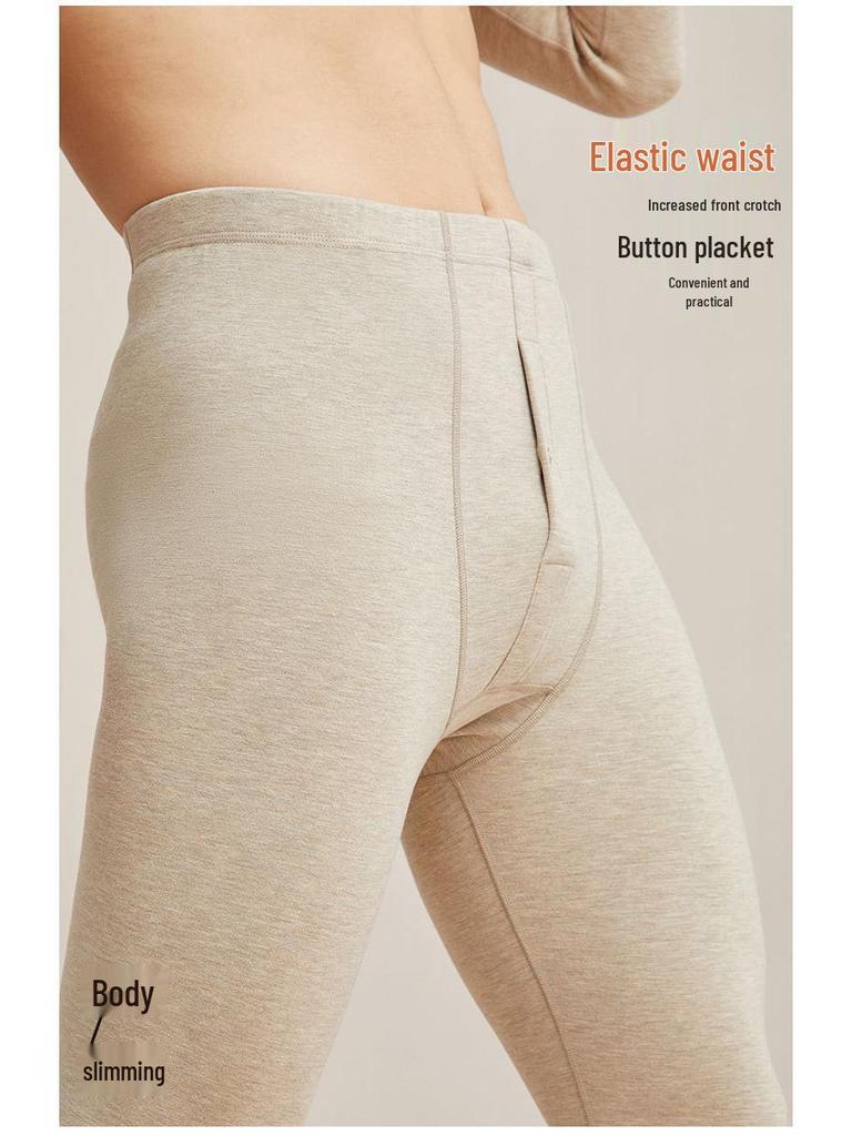 Men's Thick Fleece-Lined Cashmere Silk Base Layer Set for Winter