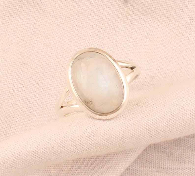 Solid 925 Sterling Silver Moonstone Gemstone Handmade Designer Birthstone Handmade Designer Boho Ring Statement Jewelry