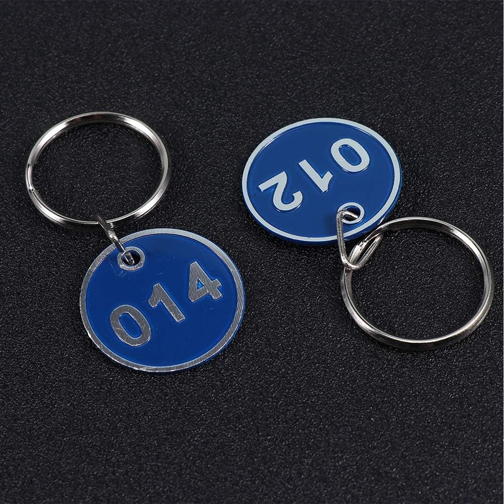 1set Aluminium Metal Luggage Id Tags Key Ring Labels Blue Numbers for Home Office Hotel Organization