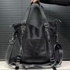 European and American Retro Mesh Splicing Leather Tote Bag, Large Capacity Casual Versatile Diagonal Cross Bag