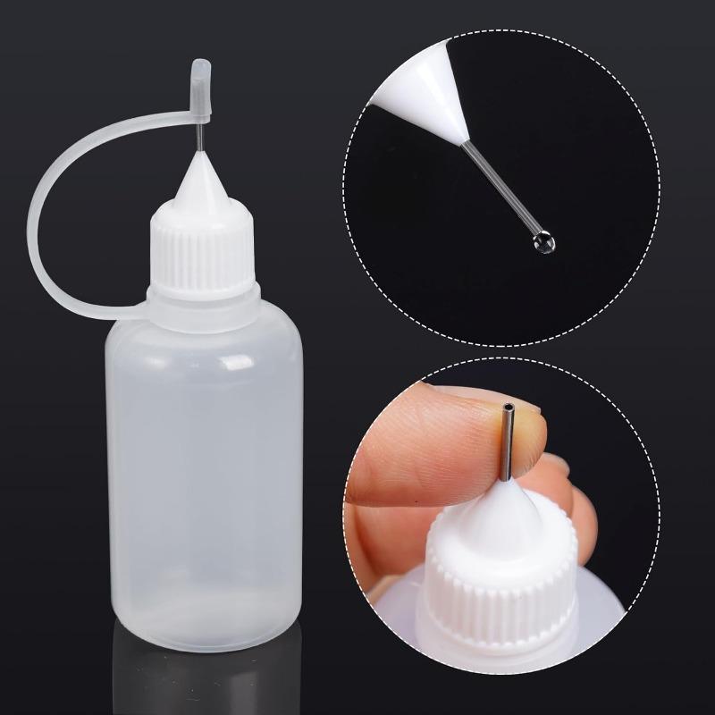 50/5pcs Plastic Squeezable Tip Bottle Refillable Applicator Bottles with Needle Tip Caps for Glue Pigment Oil Liquids Dispenser
