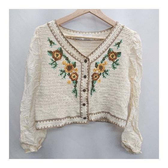 DHOLIC 100% Cotton Knit Switchable Long Sleeve Cardigan No Size Notation Beige Women s E [Used]