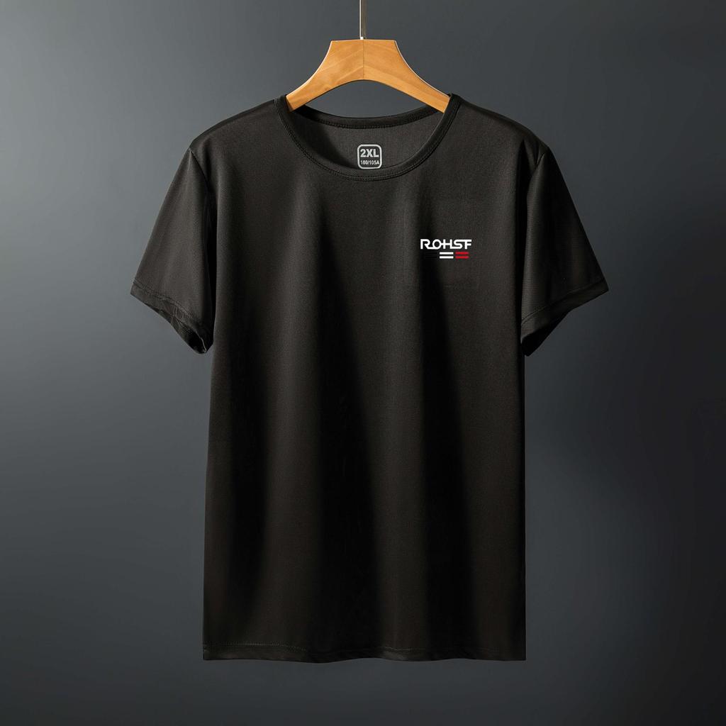 Men's Quick-Dry Ice Silk Mesh Short-Sleeve T-Shirt - Elastic Crew Neck, Plus Size, Trendy Fashion for Middle-Aged and Young Adults