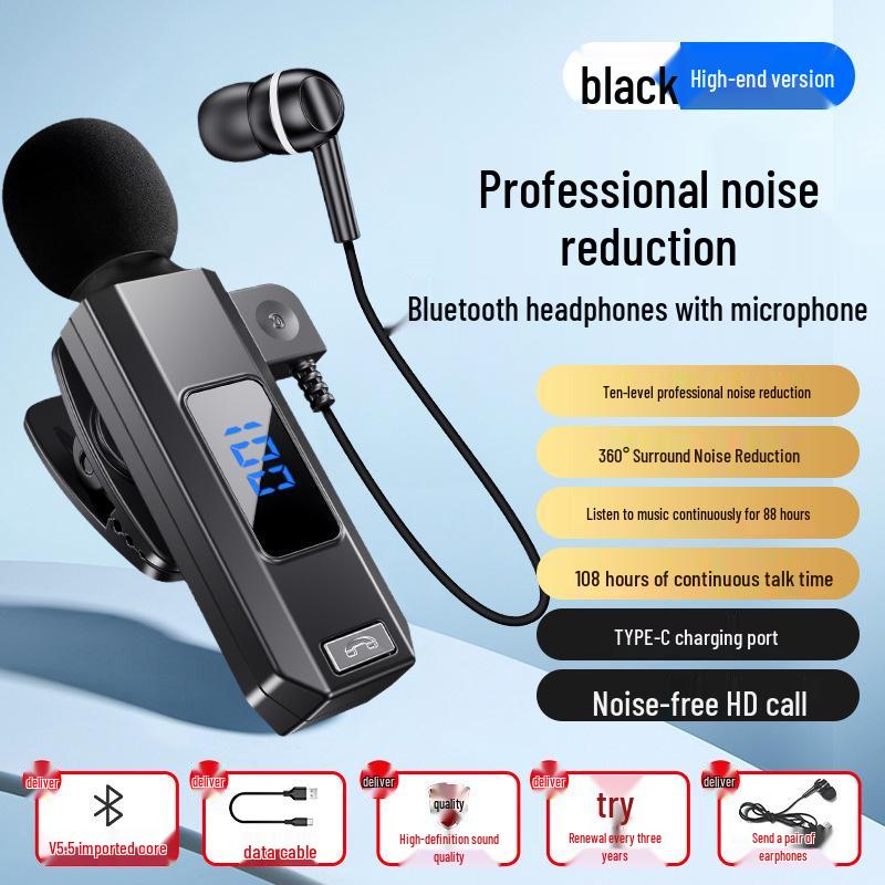 M1 Wireless Bluetooth Clip-on Sports Headset with Noise Reduction & Karaoke Ear Monitor
