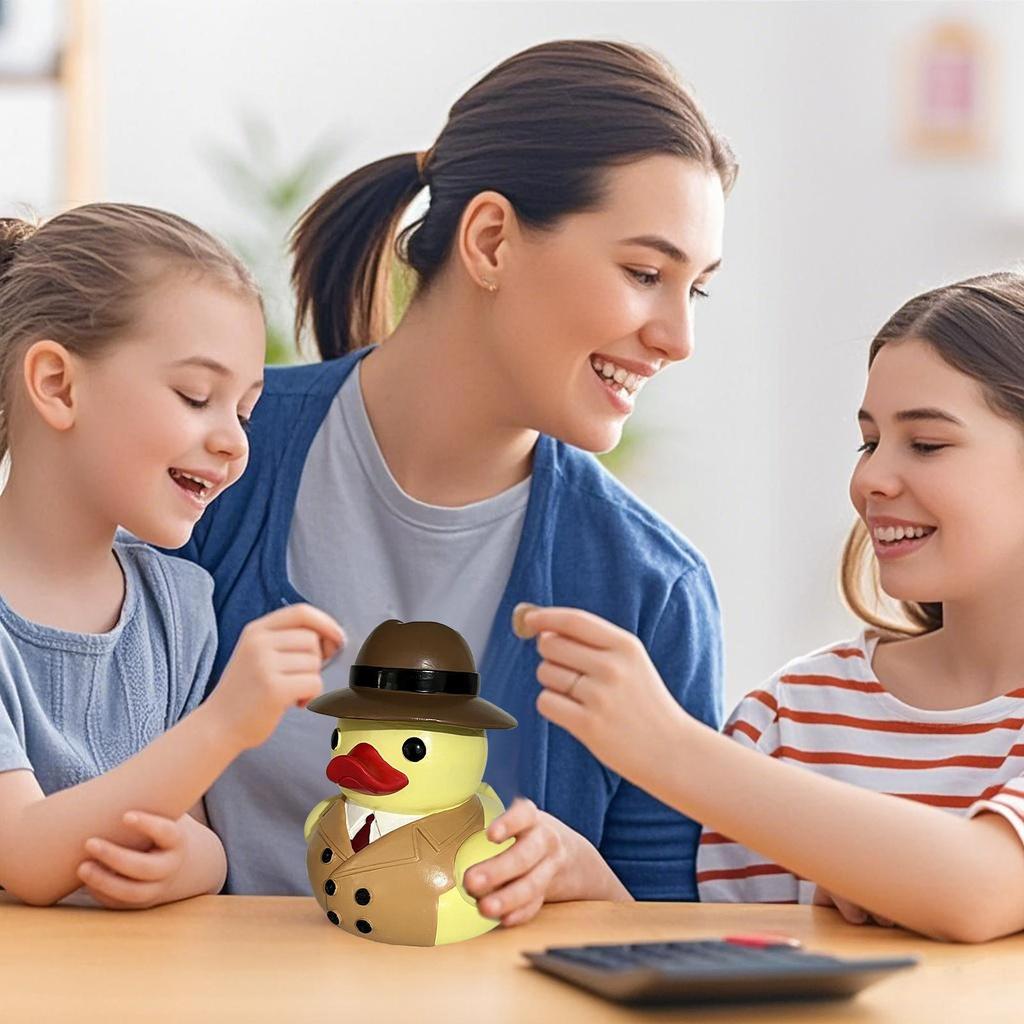 Transparent Piggy Bank Creative Resin Duck Coin Money Bank Funny Duck Statue for Living Room, Bedroom Indoor Home Decorations