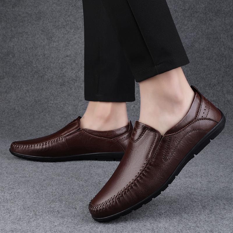 Summer new driving flat waterproof high-end casual shoes lazy leather shoes