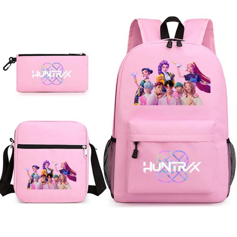 Kpop Demon Hunters Children'S Backpack Casual Pencil Bag Shoulder Bag Three-Piece Set Elementary And Secondary School Bag