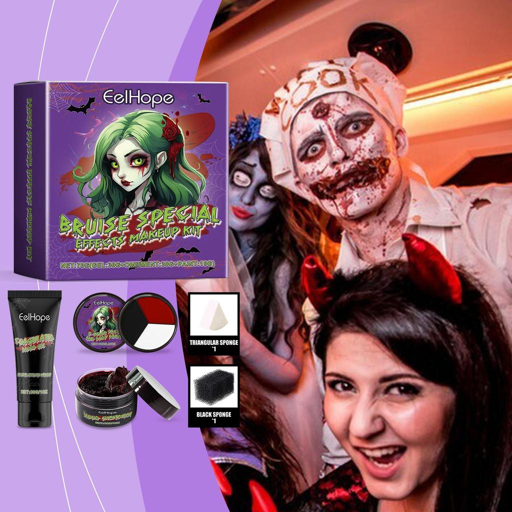 EELHOPE Vampire Cosmetic Set &Bruise Special Effects Makeup Kit & Fake Blood For Halloween Festival And Masquerade Party Looks