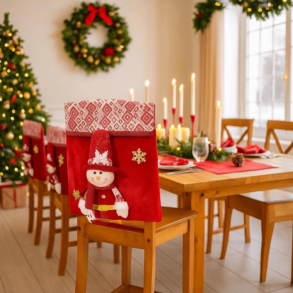 Soft Christmas Chair Cover Cartoon Chair Back Decor Xmas Dinner Chair Seat Cover  Restaurant