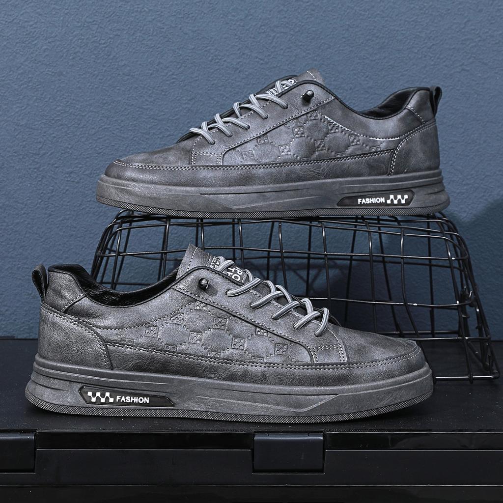 Fashion 2024 Men Sneakers Shoes Fashion Brand Classic Lace-Up Casual Loafers Pu Leather Shoes Black Breathable Business Men Shoes 39-44