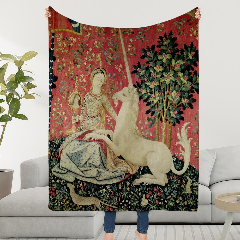 Maiden Unicorn Blanket Throw Super Cosy Plush Living And Room Sofa Couch Childish Medieval Birthday Gifts