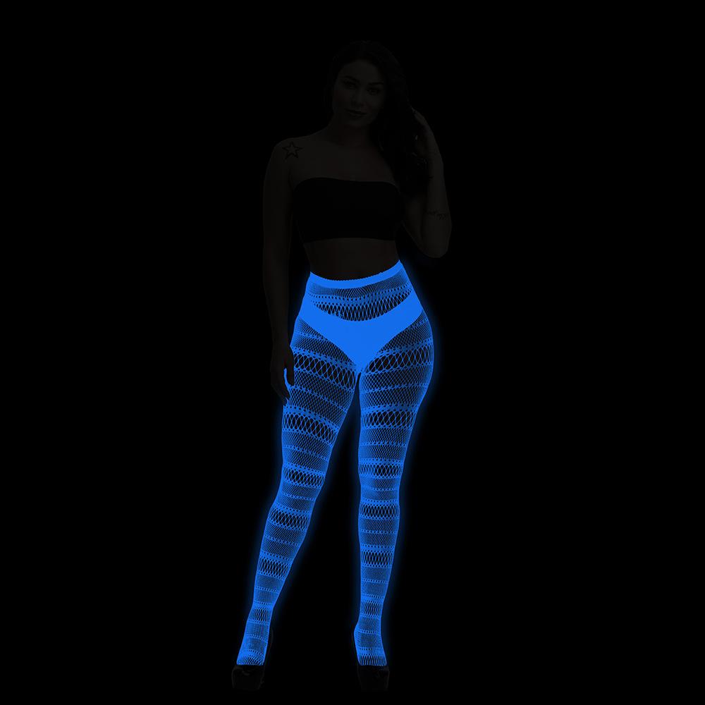 Night luminous leggings blue light pantyhose lace hollow luminous fishnet socks fluorescent sexy jacquard socks