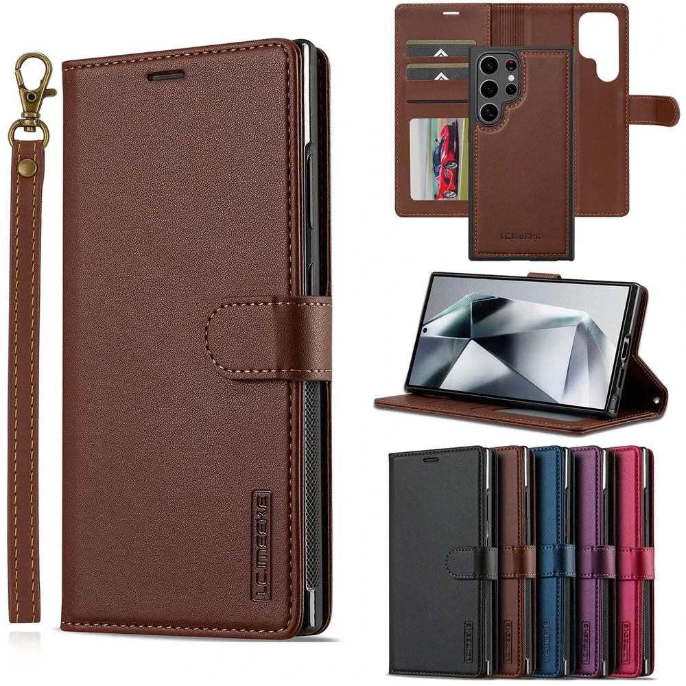 Magnetische Flip Brieftasche Fall Leder Telefon Abdeckung Für Samsung Galaxy S25 Rand S24 FE S23 S22 S21 Ultra Plus A15 A35 A55 A54 A55 A14 A16 A36 A56