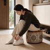 PU Leather Sofa Stool Cover Fillable Storage Ottoman Foot Rest Footstool Cover  Living Room