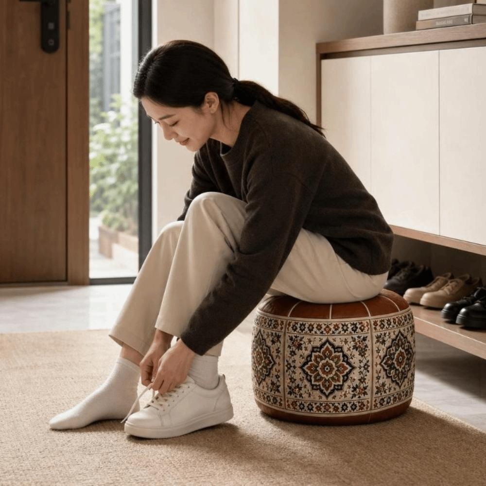 PU Leather Sofa Stool Cover Fillable Storage Ottoman Foot Rest Footstool Cover Living Room