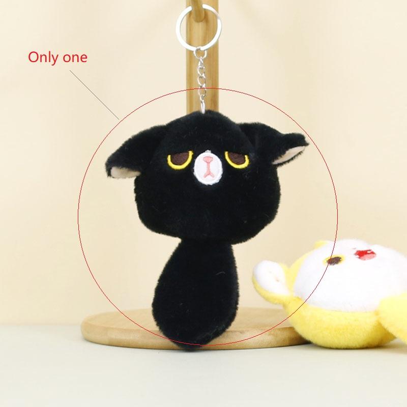 

Cat Cute Fluffy Plush Keychain Soft Stuffed Animal Bag Pendant For Couples In Colors Various чорний