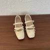 Retro Niche Design Flat-bottomed Square Head Single Shoes Ballet Shoes Early Autumn New French Silver Mary Jane Shoes Women's Shoes
