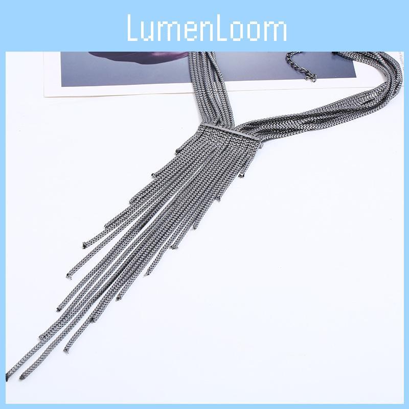 Multi Layer Box Chain Necklace With Sparkling Rhinestones And Tassels For Youth Fashion