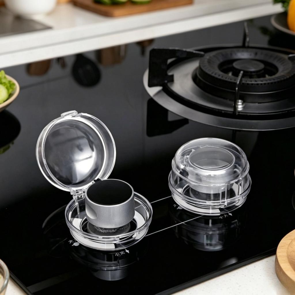 Universal Gas Stove Knob Safety Cover with Anti-Touch Safety Lock Design To Effectively Prevent Accidental Ignition