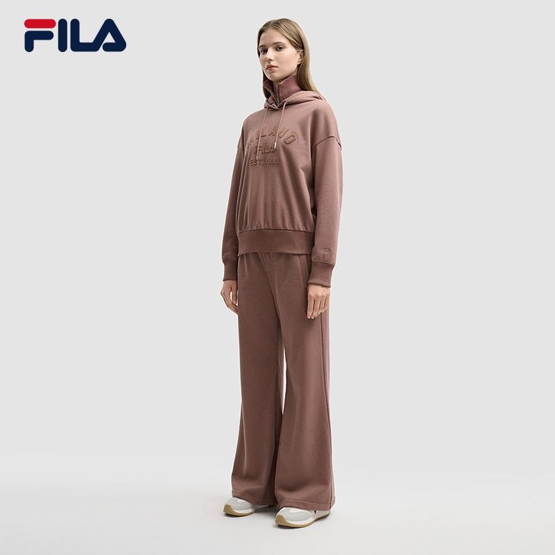 FILA Milano Series Fashion Trend Retro Sports Style Letter Print Loose Hoodie Women hoodies Red F11W545202FPR