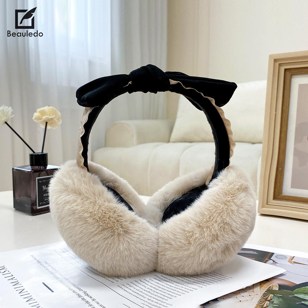 Women's Cute Warm Windproof Plush Earmuffs: Solid Color Ear Warmers for Autumn and Winter, Ideal for Cycling and Versatile Use