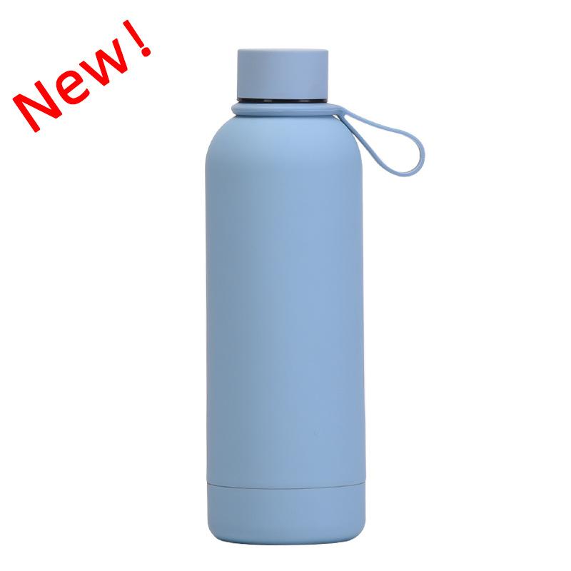 500 ml Edelstahl-Thermoskanne mit kleiner Öffnung, tragbare Outdoor-Sport-Wasserflasche mit Silikongriff, Kaffeetasse