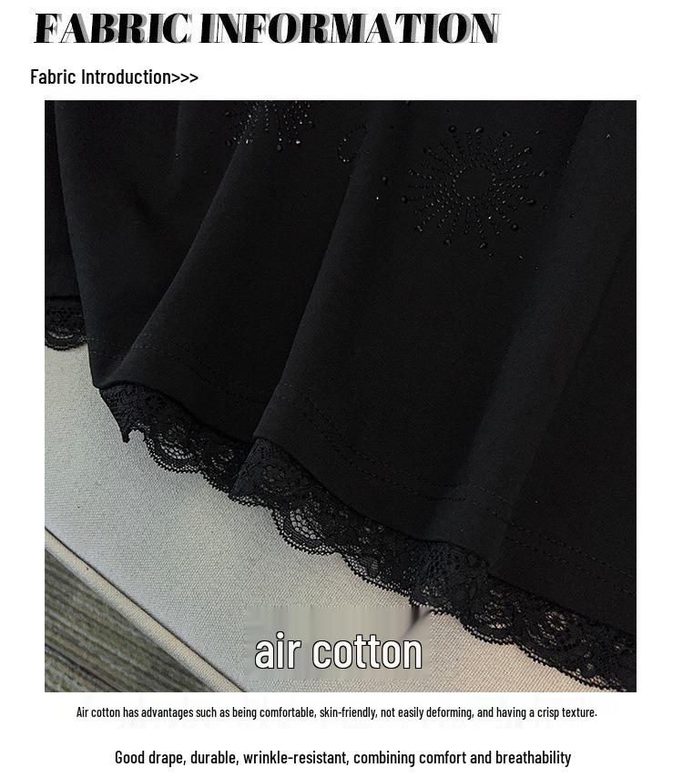 2026 Plus Size Rhinestone Lace Trim Short Sleeve Women's Top - Loose, Casual & Comfortable