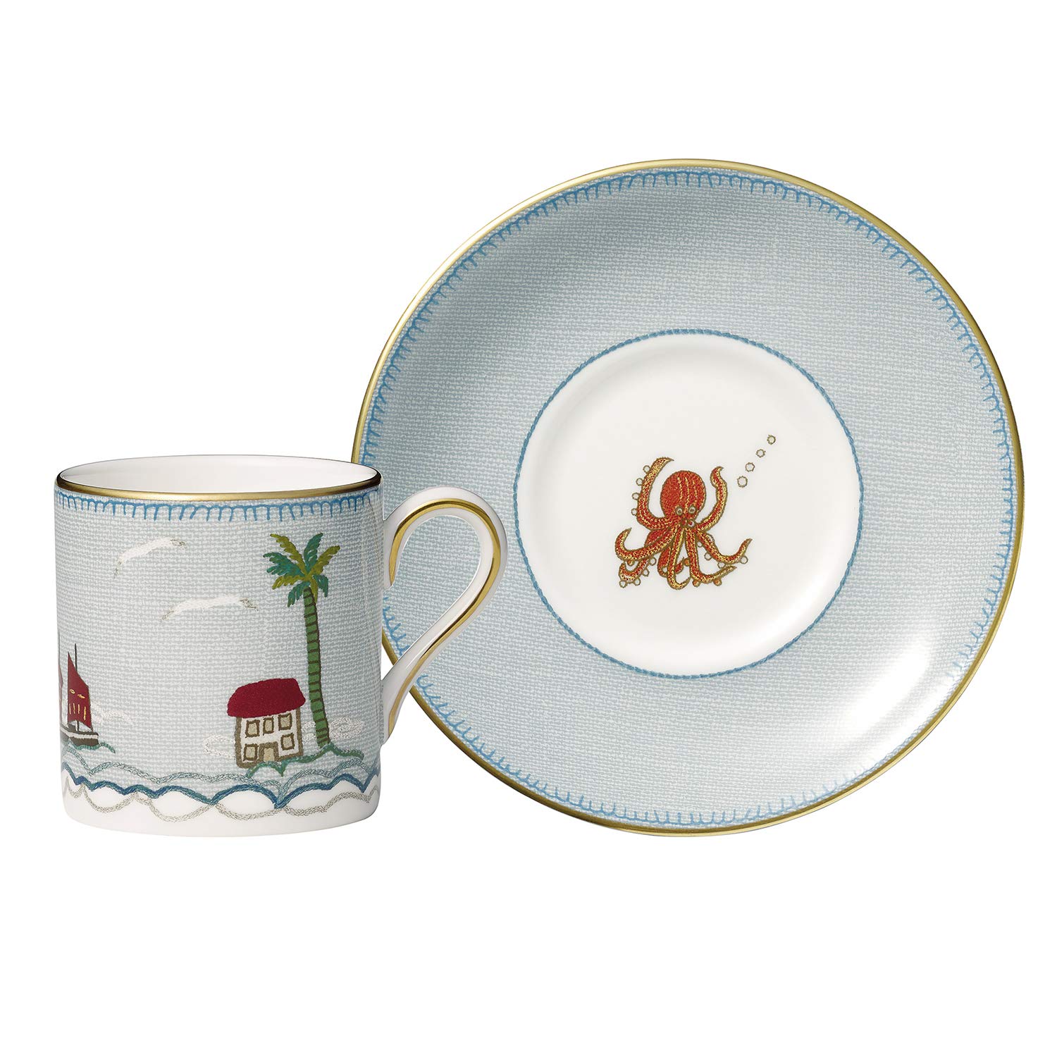 

[Officially Imported] Wedgwood Bond Cup & Saucer, 100ml, Sailor s Farewell by Kit Kemp, Wedding Gift, 1050203