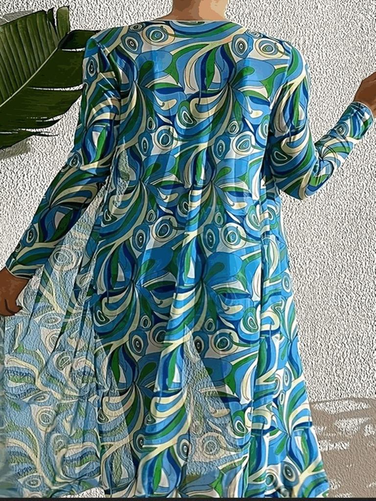 European & American Colorful Sheer Three-Piece Swimsuit Cover-Up Set with Sun Protection