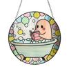 Bath-Time Ghost Reader Ornaments Cute Ghost Reading Book In A Bathtub Acrylic Hanging Suncatcher for Bathroom Window Wall Decoration